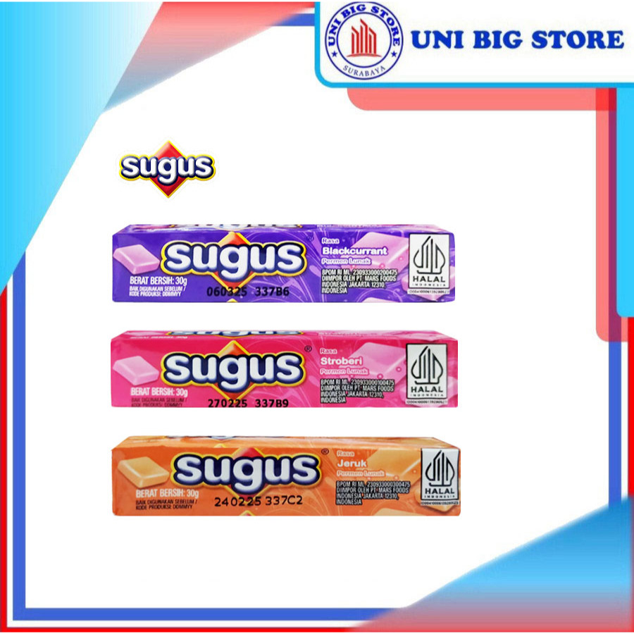 

Permen Lunak Sugus Blackcurrant Strawberry Orange 30 gr Soft Candy