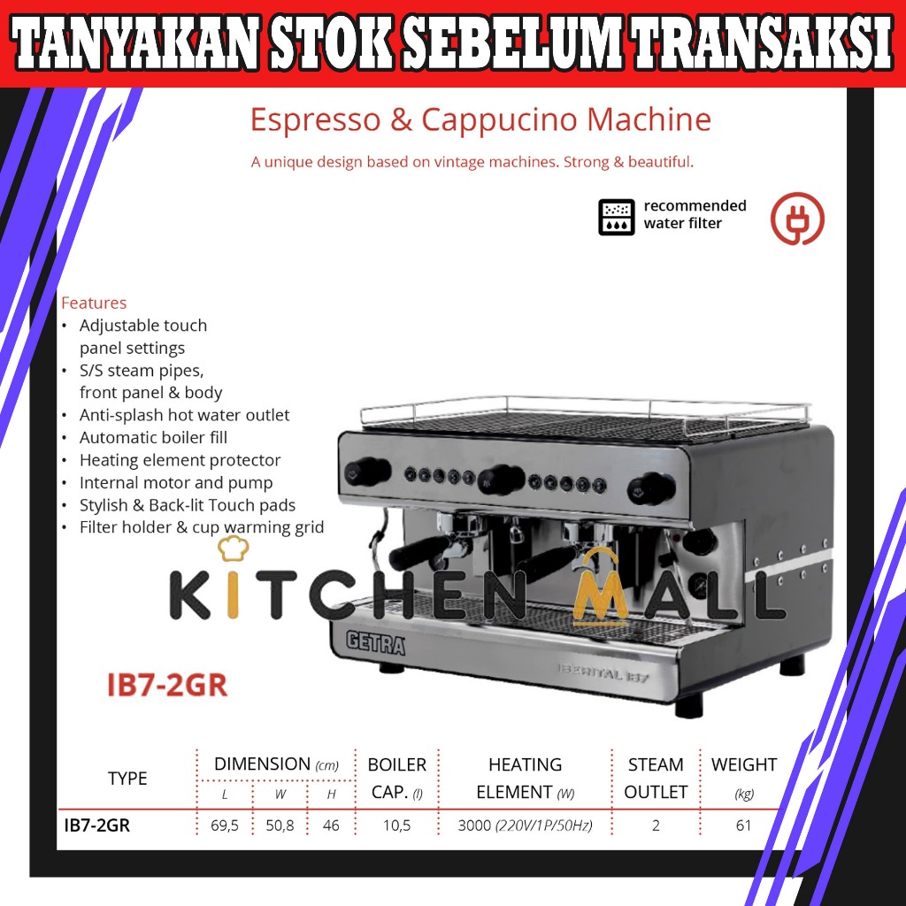 Getra IB7-2GR iberital / mesin kopi / espresso and cappucino machine