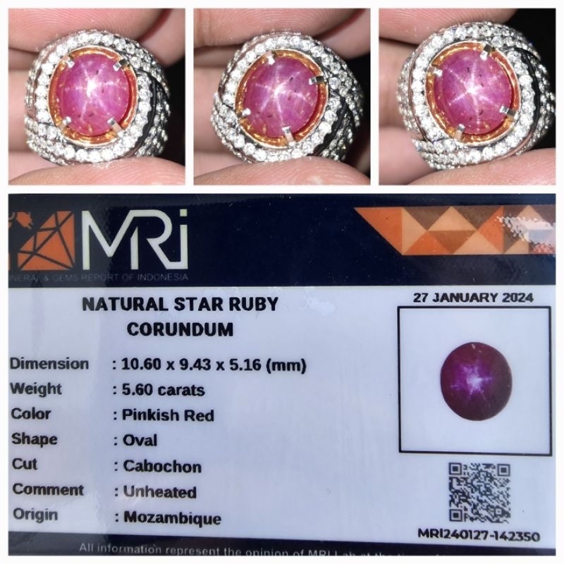 Natural Star Ruby No Heat Memo 5.60 crt