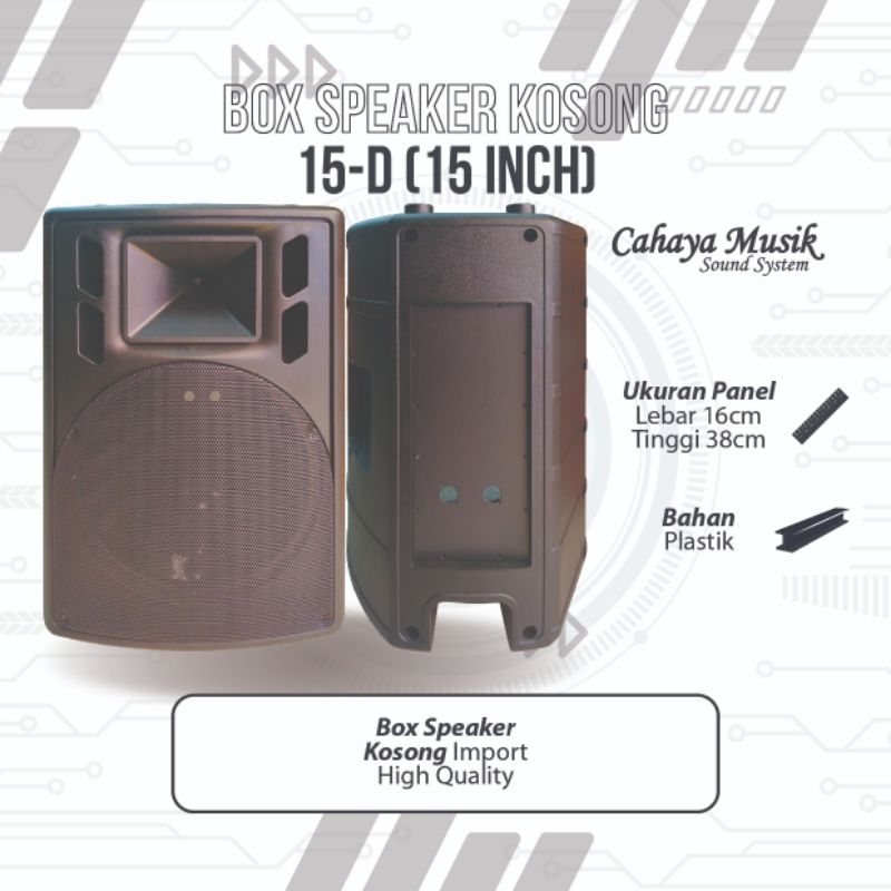Box Speaker 15 - D Kosong ukuran 15 in Bahan Plastik / Fiber Original High Quality