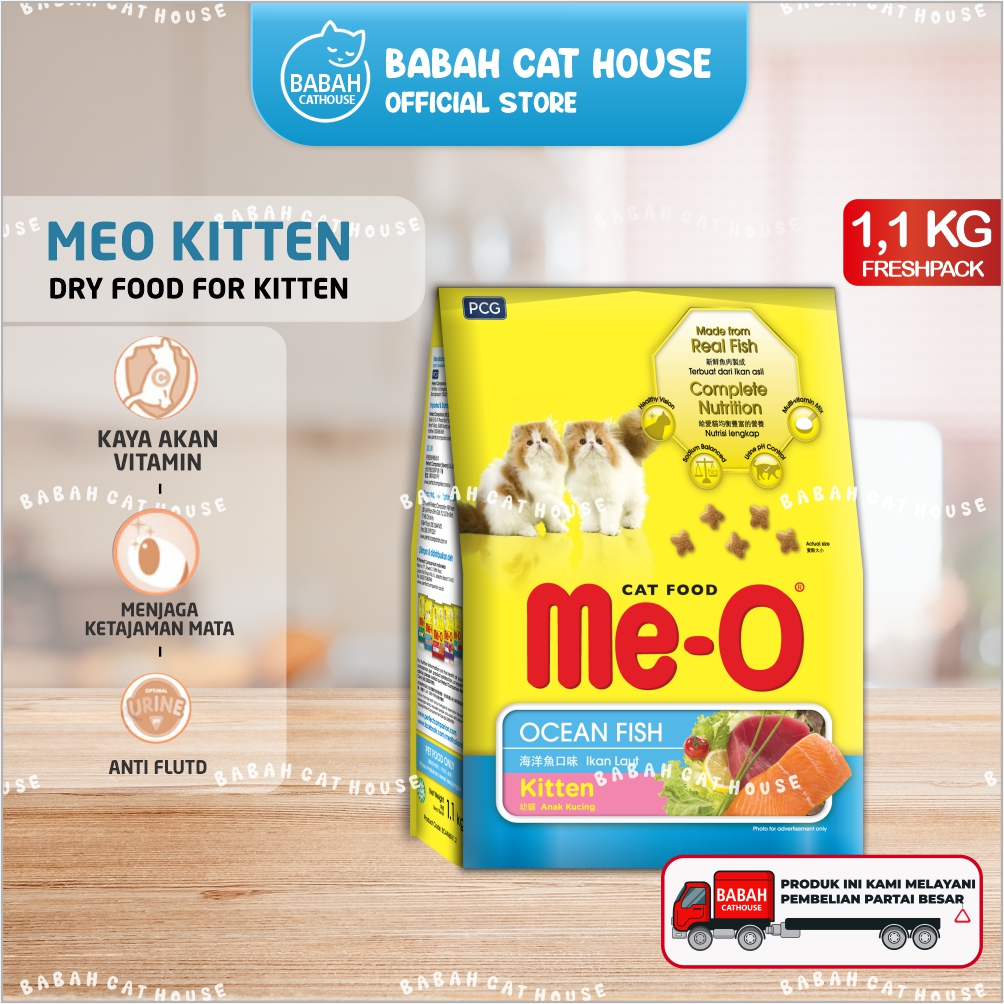 MEO KITTEN 1.1KG OCEAN FISH Makanan Anak Kucing Kering Cat Dry Food Usia 1 2 3 Bulan Bayi Baby Murah