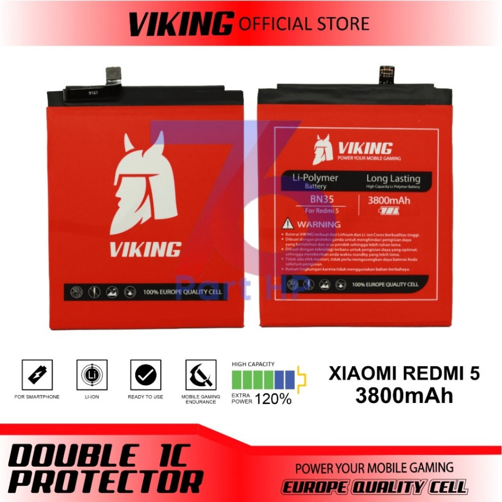 Baterai Double Power Viking - BN-35 / BN35 / Xiaomi Redmi 5 / MDG1 / MDI1 - Batu Batre Batrai Batri 