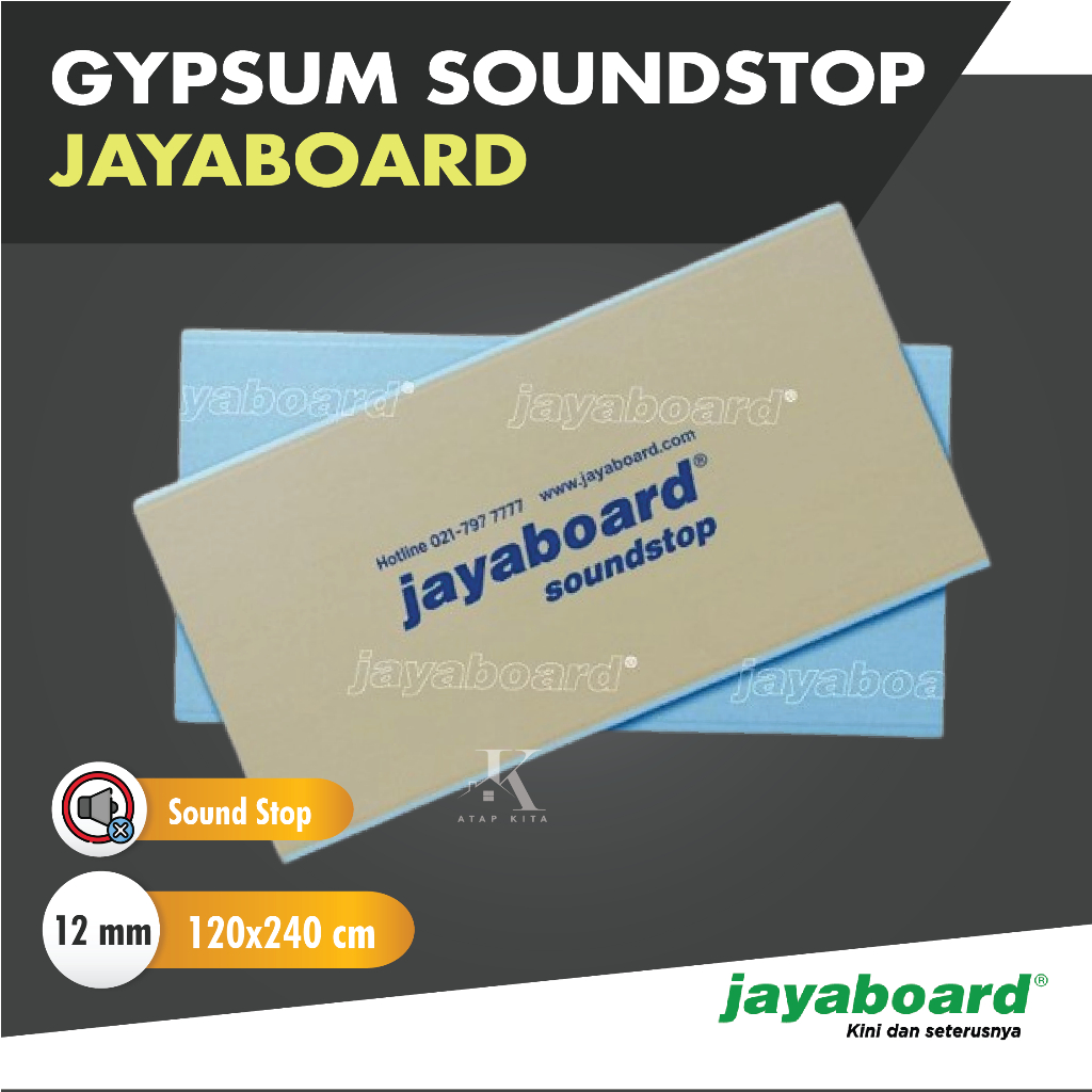 Gipsum Jayaboard SoundStop 12 mm / Gypsum Jaya Kedap Suara 1,2 x 2,4 m