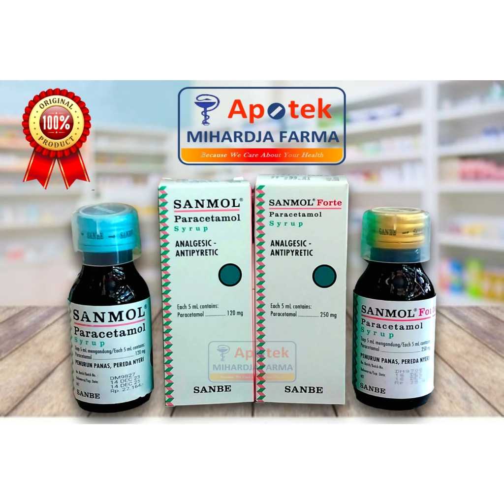 Sanmol Paracetamol Sirup 60 ml - Obat Penurun Panas / Demam Anak 120 mg & 250 mg