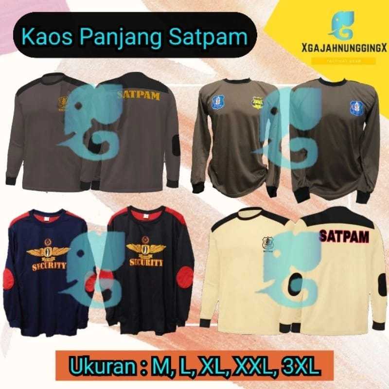 Kaos Satpam Krem Lengan Panjang Terbaru 2024 Baju Atasan Seragam Security Petugas Keamanan Satpam Le