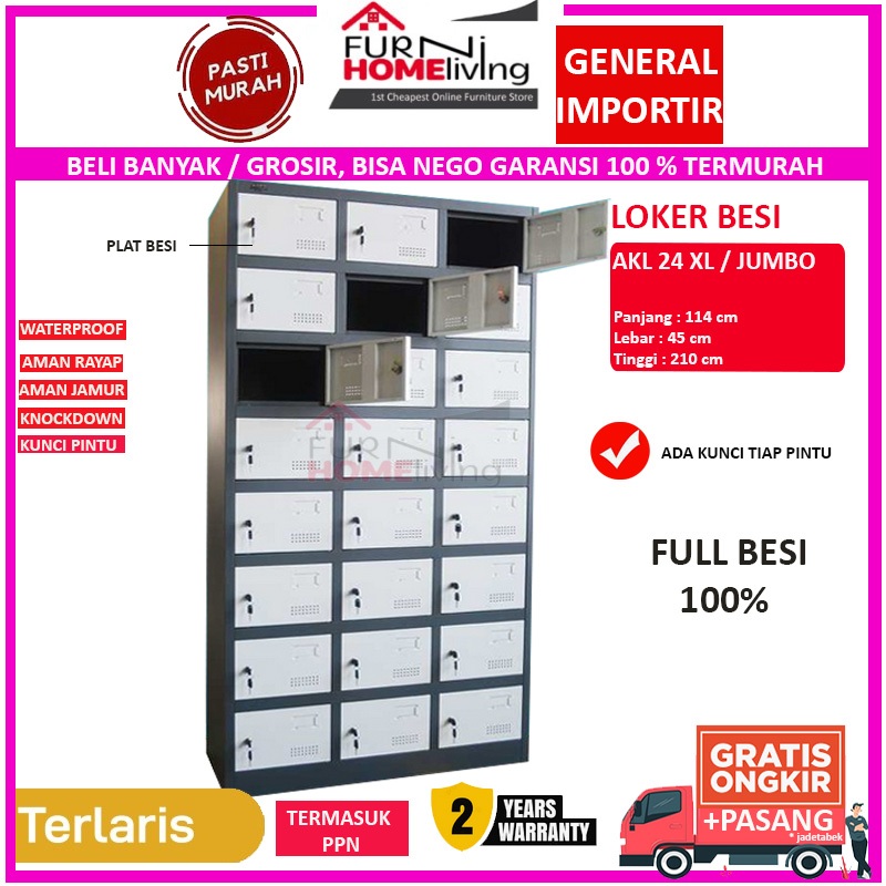 PROMO Lemari Loker Locker Cabinet 24 Pintu Full Besi LK24