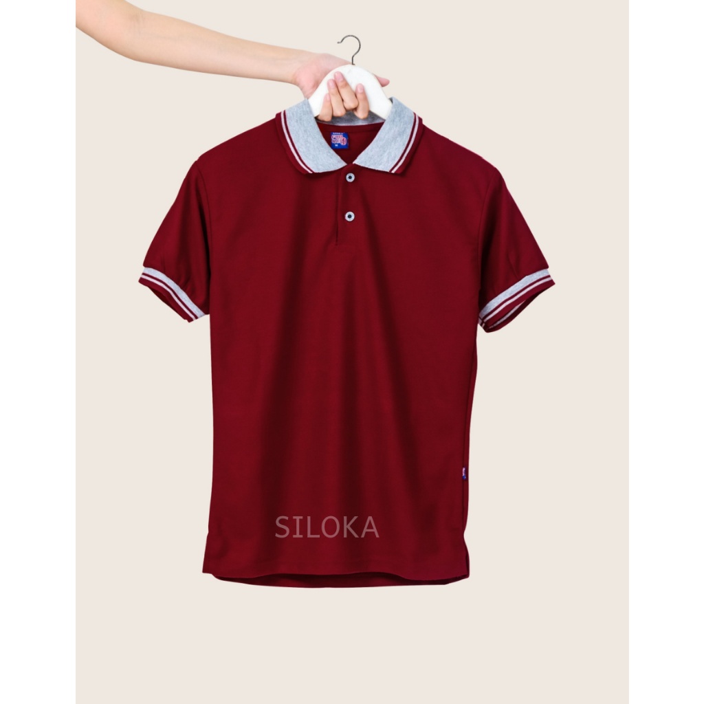 Baju Pria Berkerah Kombinasi MARUN/MAROON/MERAH ATI
