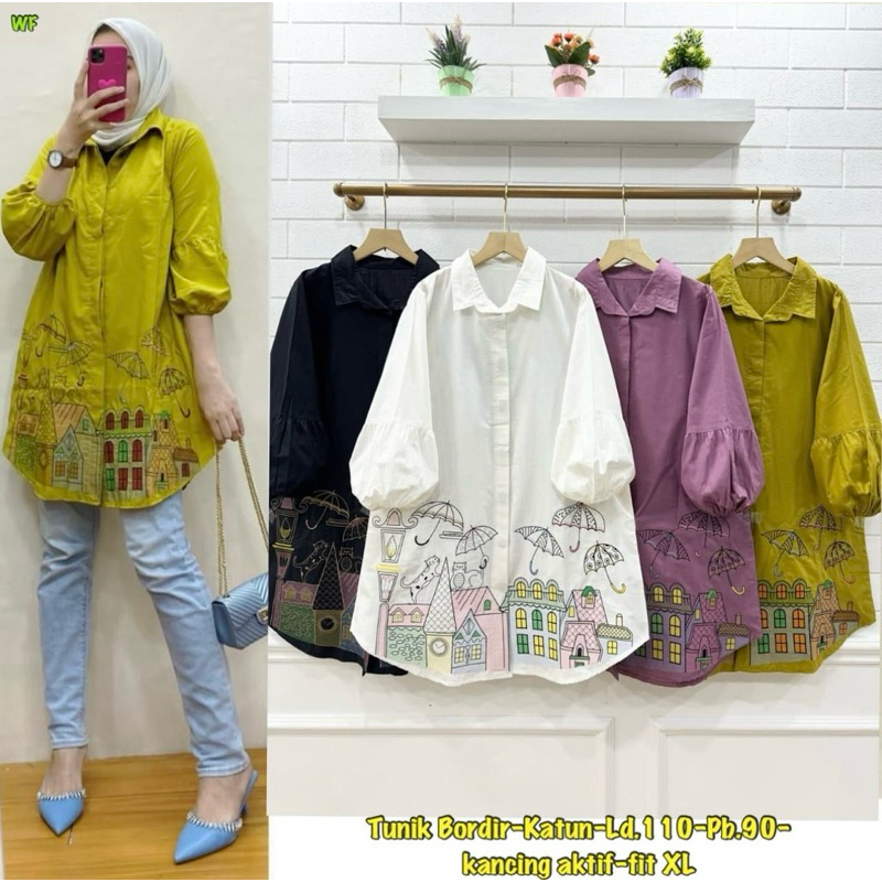 Dinar Tunik/tunik bymarsella/tunik bestseller/tunik katun bordir kekinian/atasan wanita katun/atasan