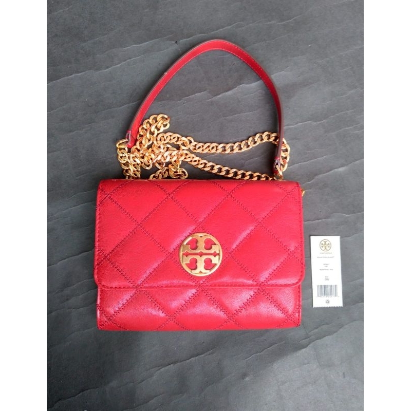 Sale Tory Burch willa chain wallet redstone