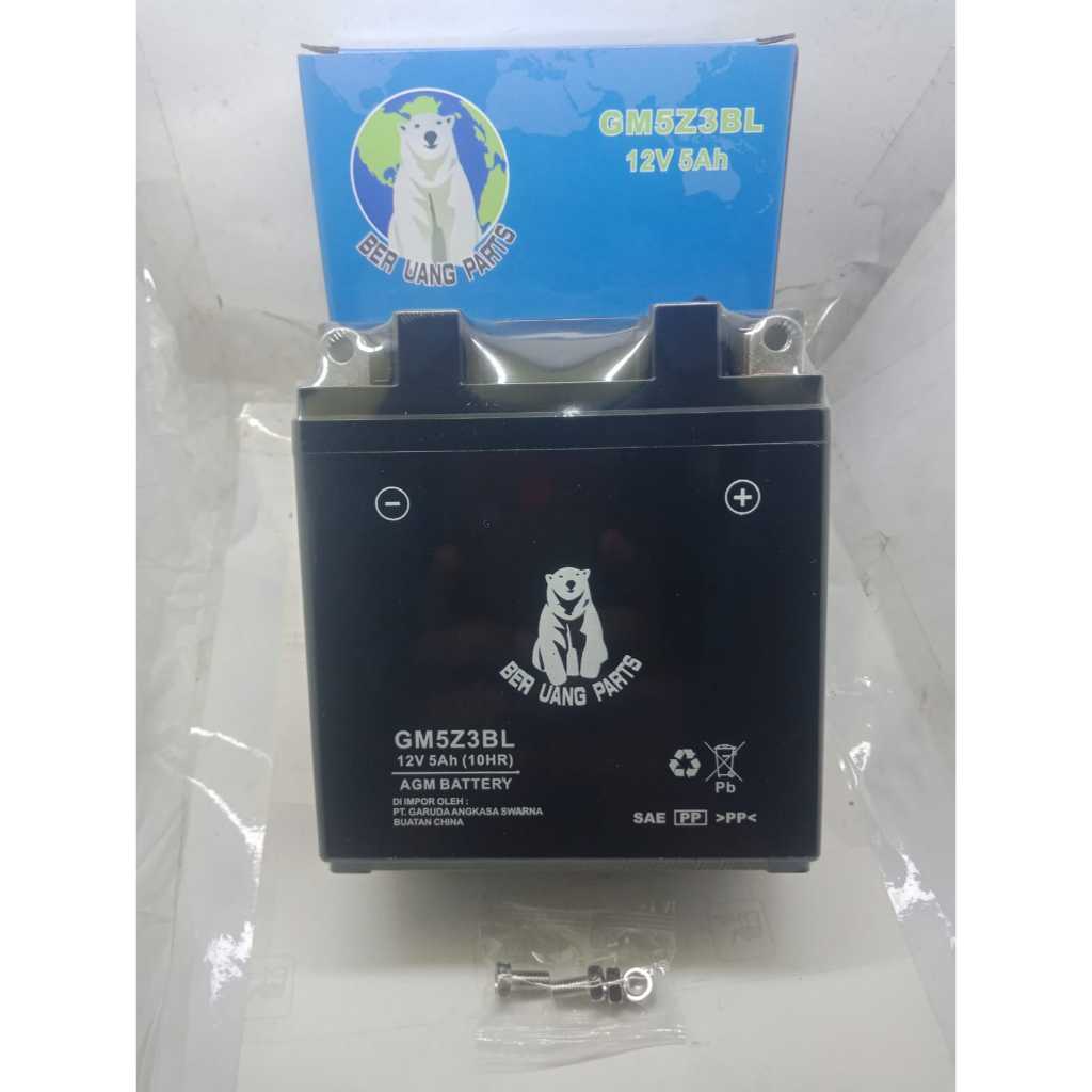 Aki GM5 BERUANG / RUI Accu motor grand smash mio sporty original termurah