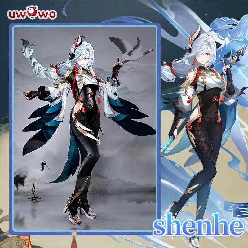 UWOWO Shenhe Cosplay Costume Game Genshin Impact Cosplay Liyue Cryo ShenHe Costume Outfits