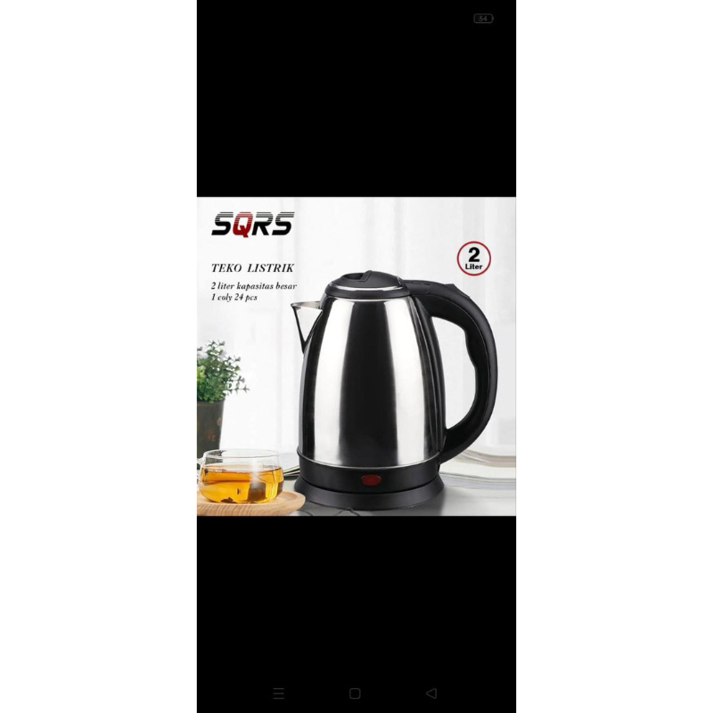 SQRS Teko Listrik 2 Liter Full Stainless Steel Pemanas Air Electric Kettle Ketel Besar Otomatis 500 