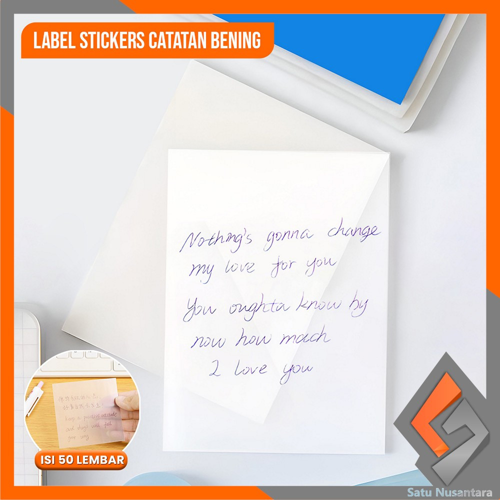

SN-A87 Sticky Note Transparan Isi 50 Lembar Waterproof Serbaguna Untuk Kantor Sekolah / Kertas Memo Tahan Air / Memo Kertas Tempel Anti Air / Label Stickers Catatan Bening