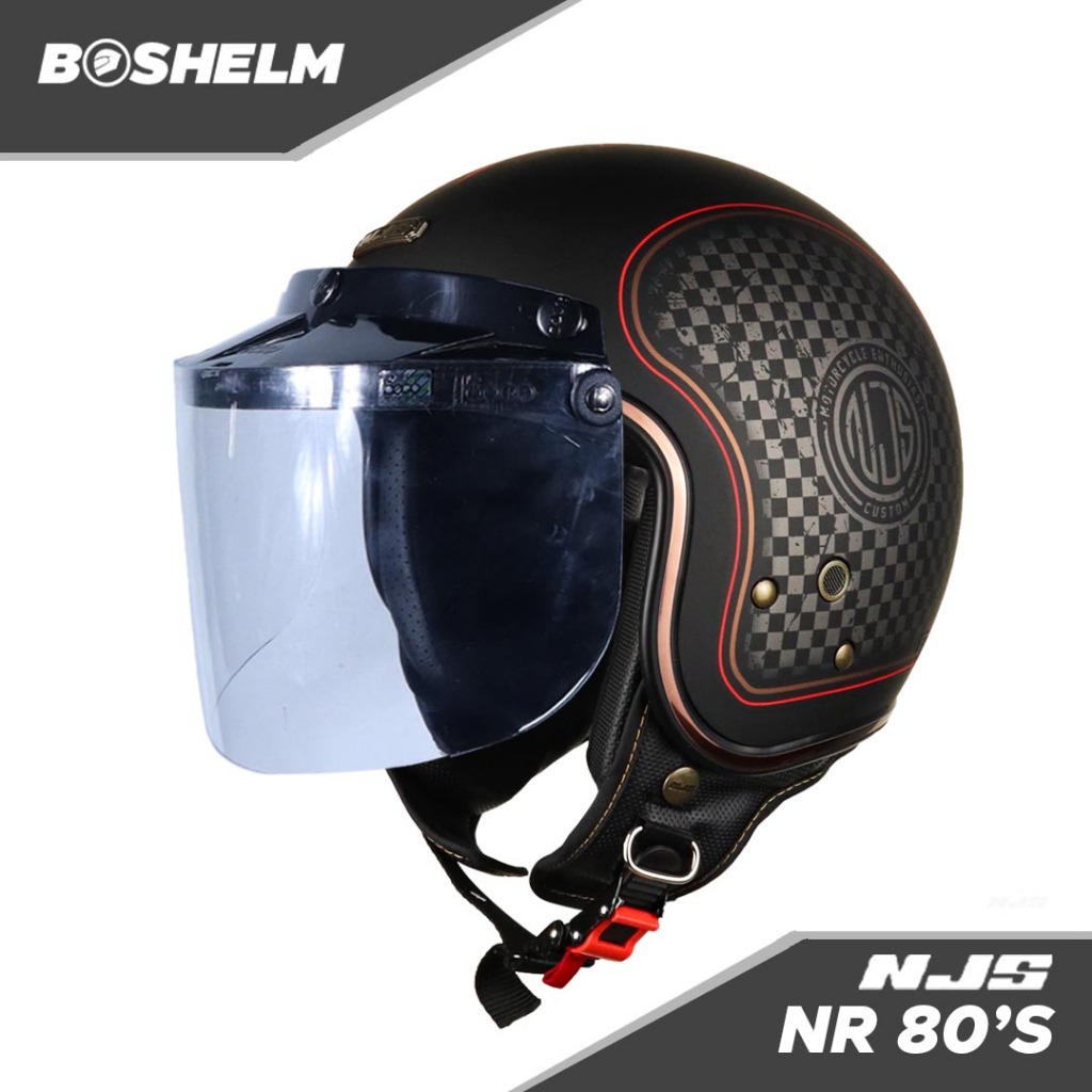 BOSHELM Helm NJS NR-80's HOTROAD Kaca BOGO Helm Half Face SNI