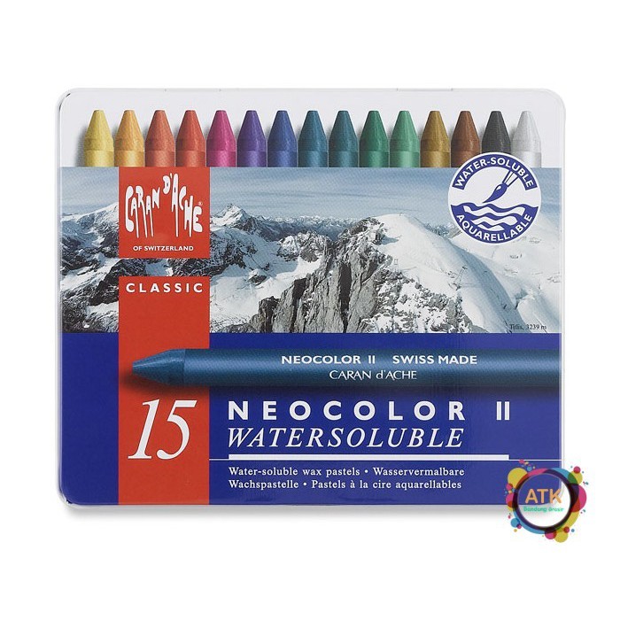 

CRAYON CARANDACHE NEOCOLOR II / 2 15 Warna watersoluble Larut Air