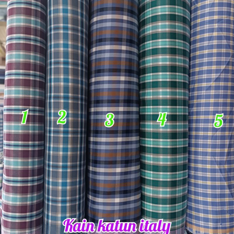 Kain Katun Yandet Italy Premium Motif Kotak-kotak Bahan Kemeja dan Gamis