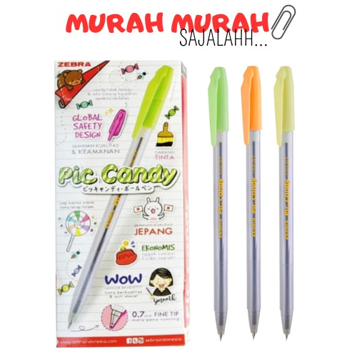 

Pen/Bulpen/Pulpen Zebra Piccandy 07mm - 1 Box Isi 12pcs / BALLPOINT / BOLPEN PICCANDY 0.7 (1 PACK) MURAH