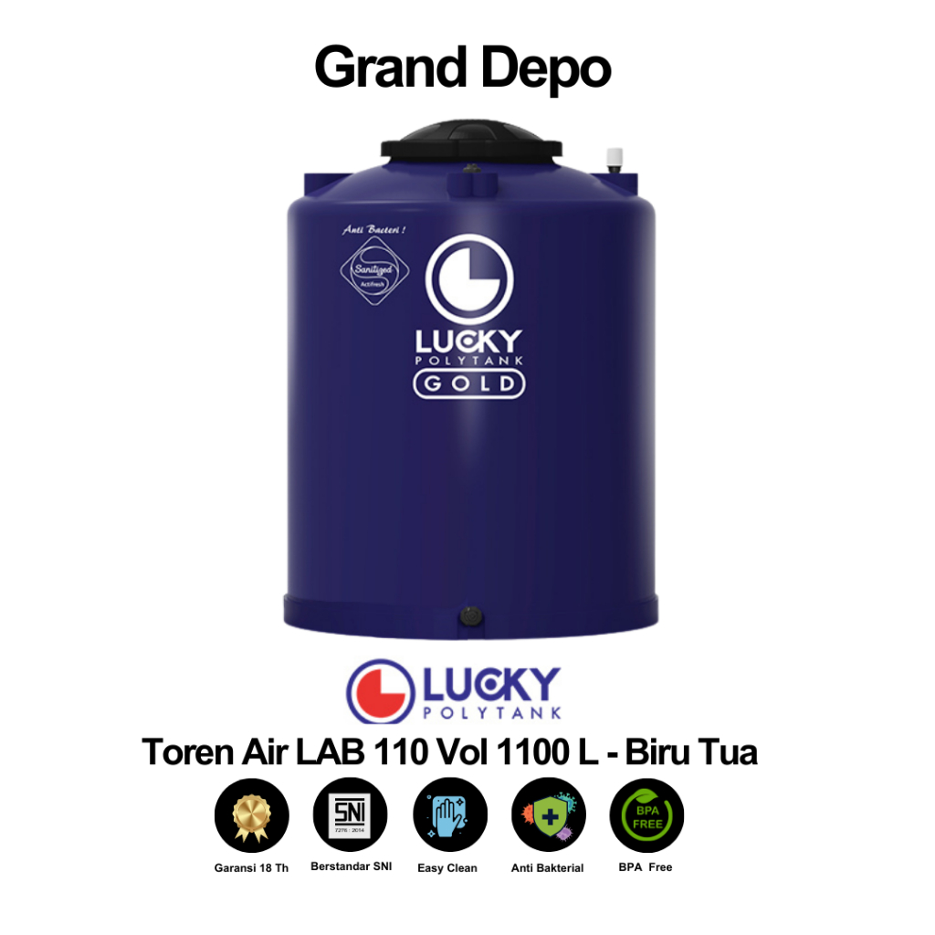 Lucky Polytank Toren Air 1100 Liter LAB 110 Biru Tua