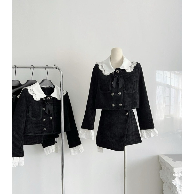 Korean Lace Tweed Jacket Set
