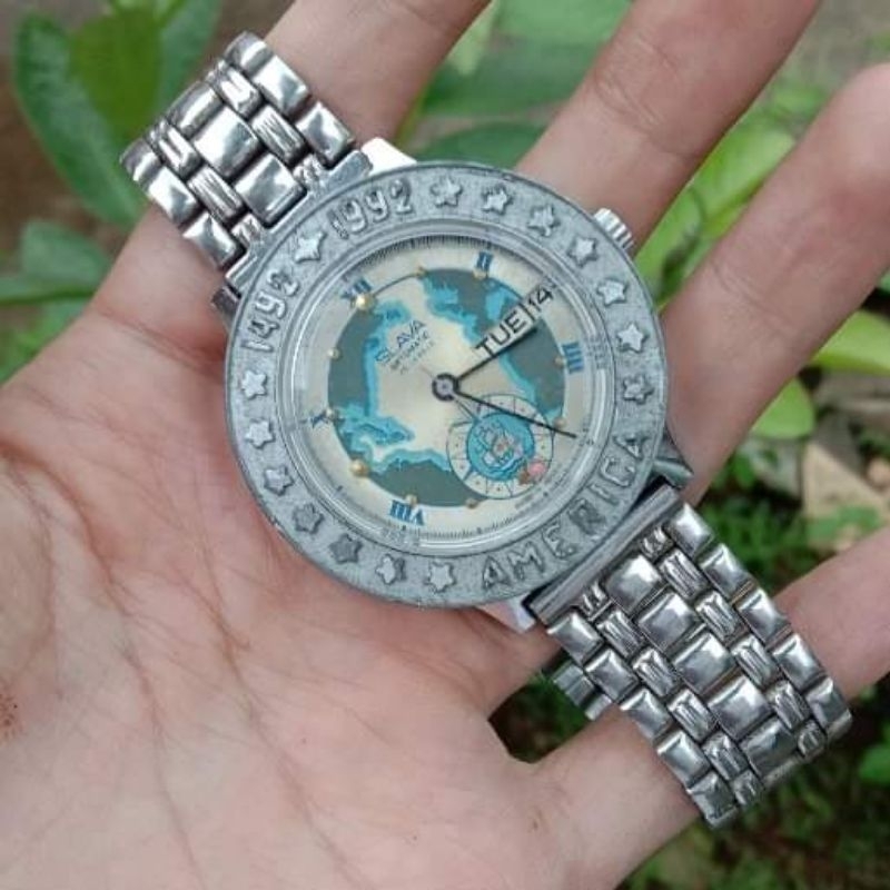 jam tangan vintage rare slava automatic all fungsi normal