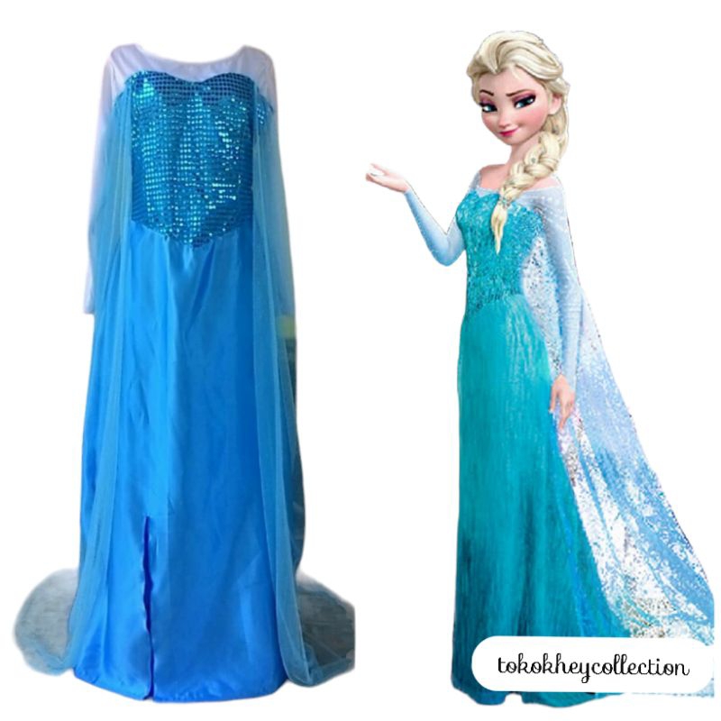 Princess Elsa Frozen Dewasa/Kostum Princess Elsa Frozen Lengan Kaos Putih