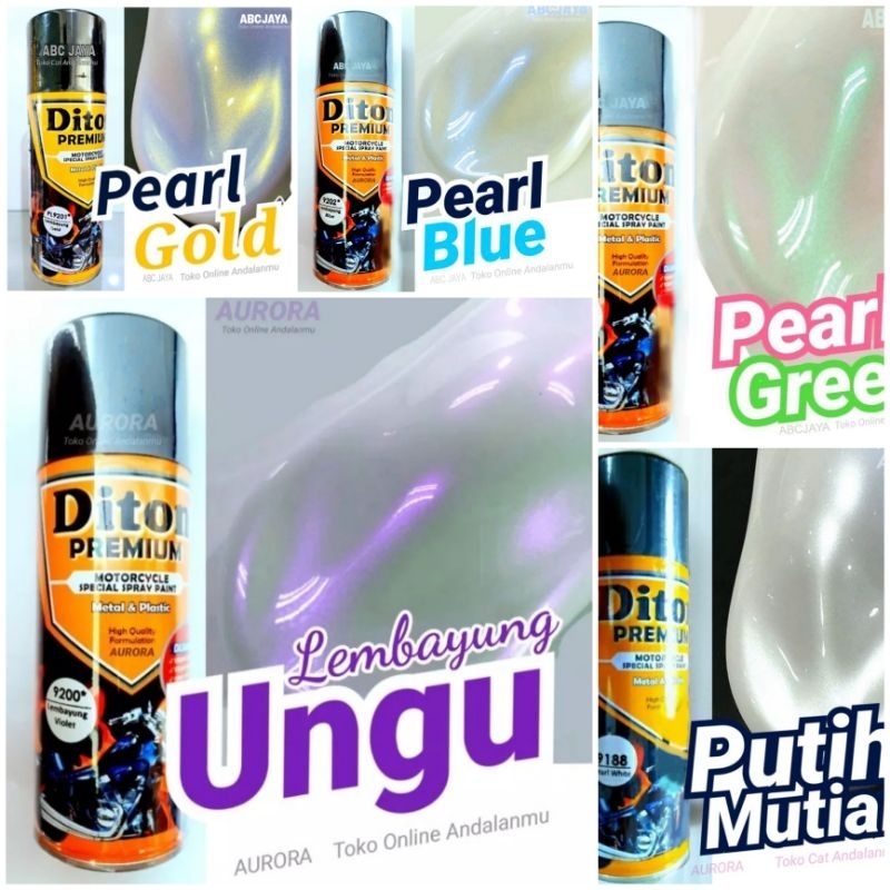 Cat Pilok Diton Premium 400ml Warna Pearl / Lembayung Gold Emas Blue Biru Violet Ungu Green Hijau Putih Mutiara White