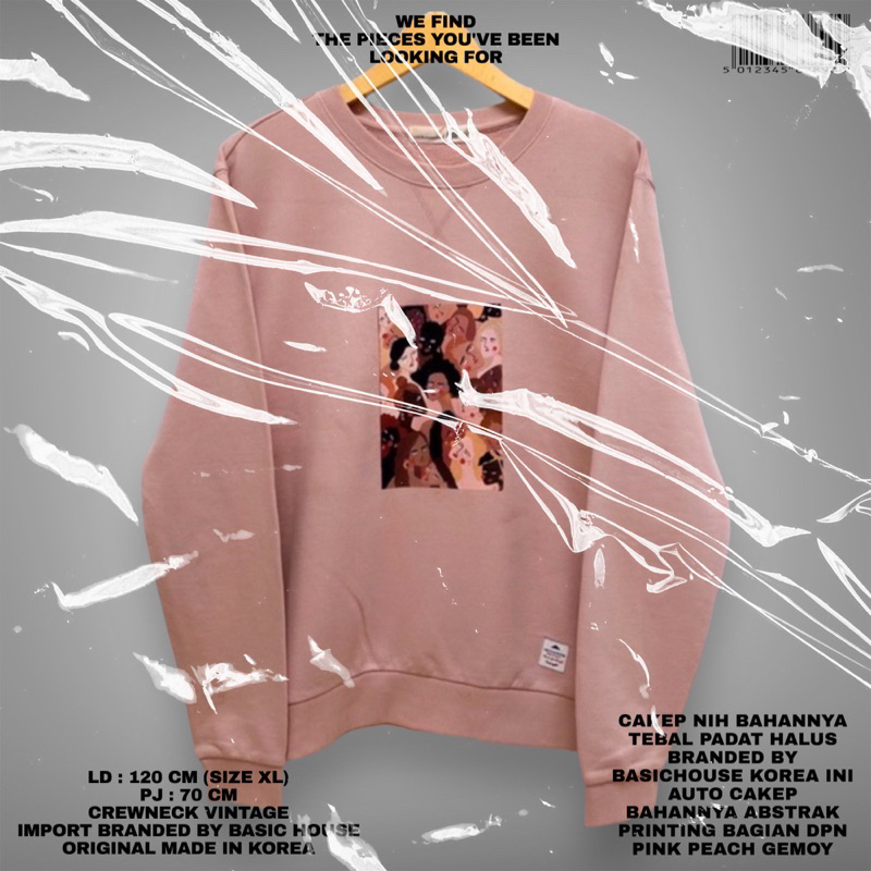 basic house original/pink oversize sweater crewneck graphic print vintage/oversize balon sweater cre