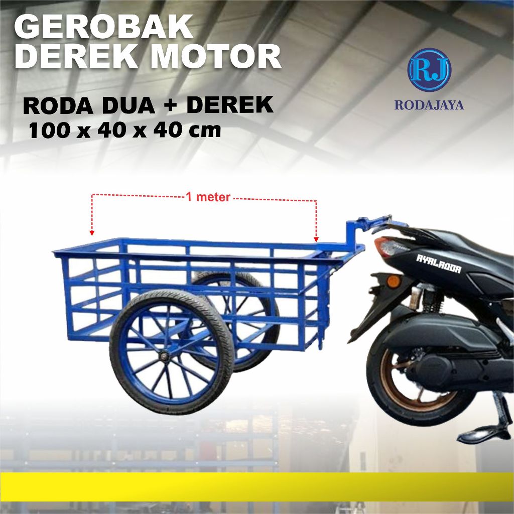 gerobak derek motor 100cm / gerobak besi alat bantu angkut barang serbaguna