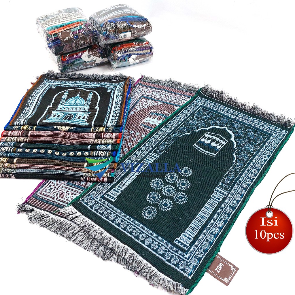 Isi 10pcs Sajadah Travel Kecil 35x60cm ZSM Lincot/ Sajadah Travel Souvenir Haji Umroh Pernikahan Tah