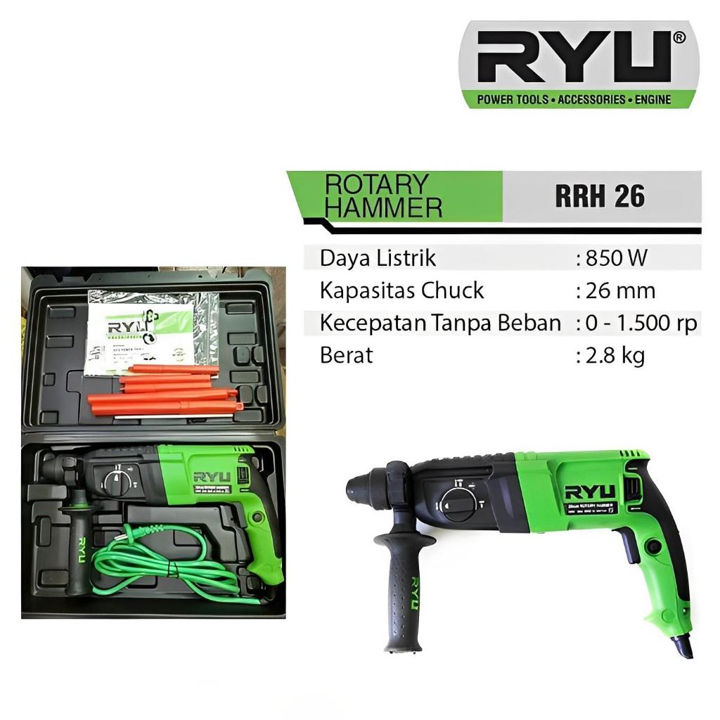 Mesin Bor Bobok Beton 26mm Rotary Hammer Drill Impact Tembok Listrik Hamer Bobok RRH26 RYU