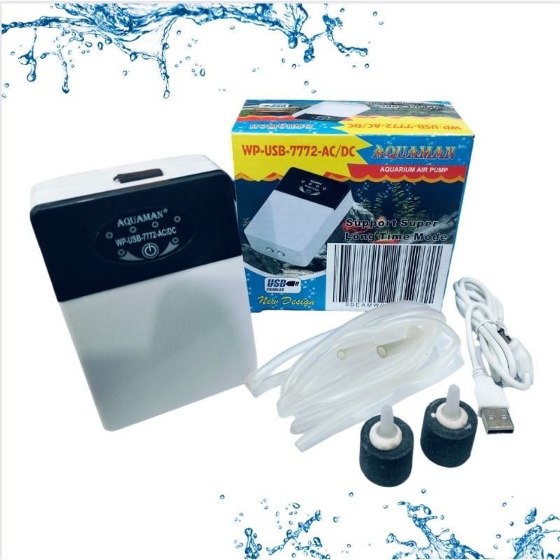Airpump AQUAMAN / RECENT USB 7772 ACDC Aerator Pompa Udara Aquarium Aquascape
