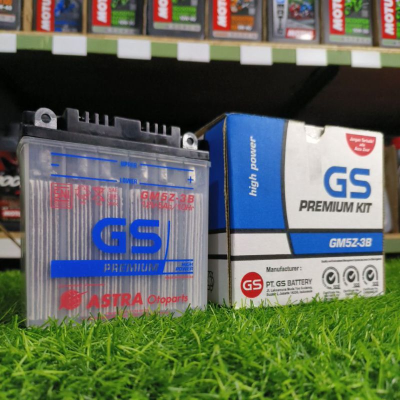 AKI GS PREMIUM KIT GM5Z-3B 12V 5Ah BASAH ( 100% ORIGINAL ASTRA ) ASTREA, SUPRA, KAZE, SHOGUN, SMASH,