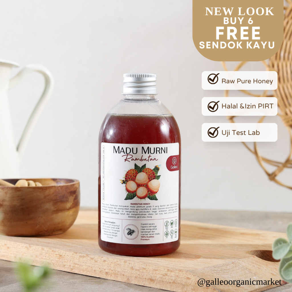 

Galleo Madu Murni Rambutan 350 gr Premium Raw Honey