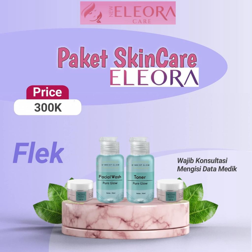 Eleora D'WHISP GLOW Paket Skincare Pure Glow - Anti Aging, Moisturizer & Penghilang Flek Hitam