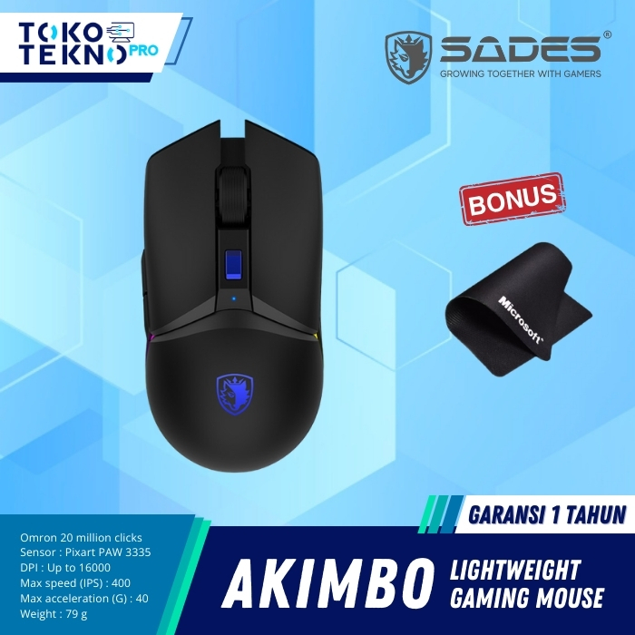 Sades Akimbo Wireless Gaming Mouse RGB Dual Mode