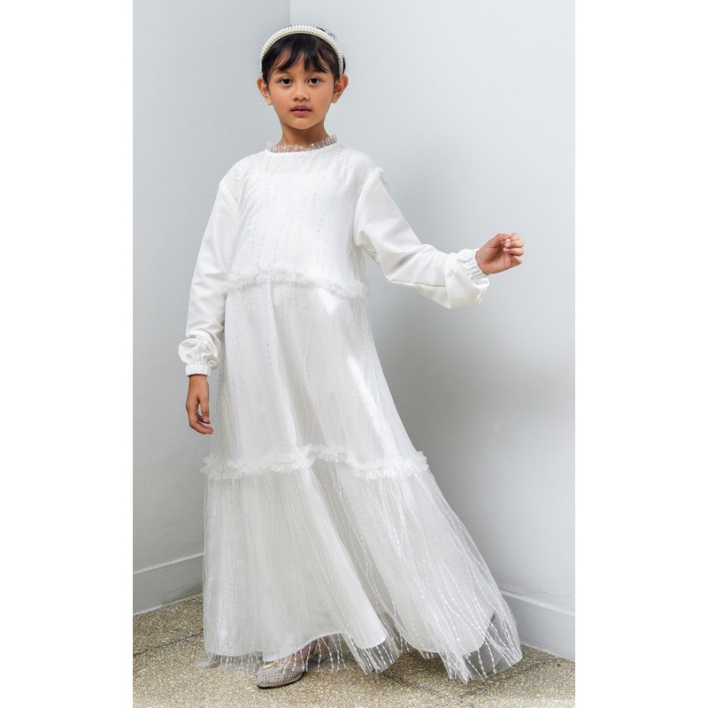 HIJUP ESSENTIALS - Anasera Girls Dress White / Dress Anak