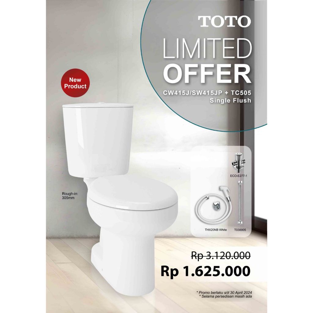 KLOSET TOTO CW 415 - KLOSET DUDUK TOTO TERBARU - CW415J