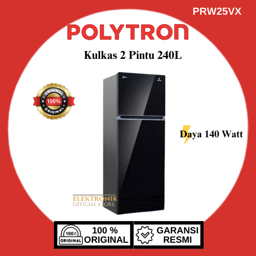 POLYTRON KULKAS  2 PINTU INVERTER PRW 25VX 240L/PRW-25VX/PRW 25VX/POLYTRON KULKAS 2 PINTU/POLYTRON K