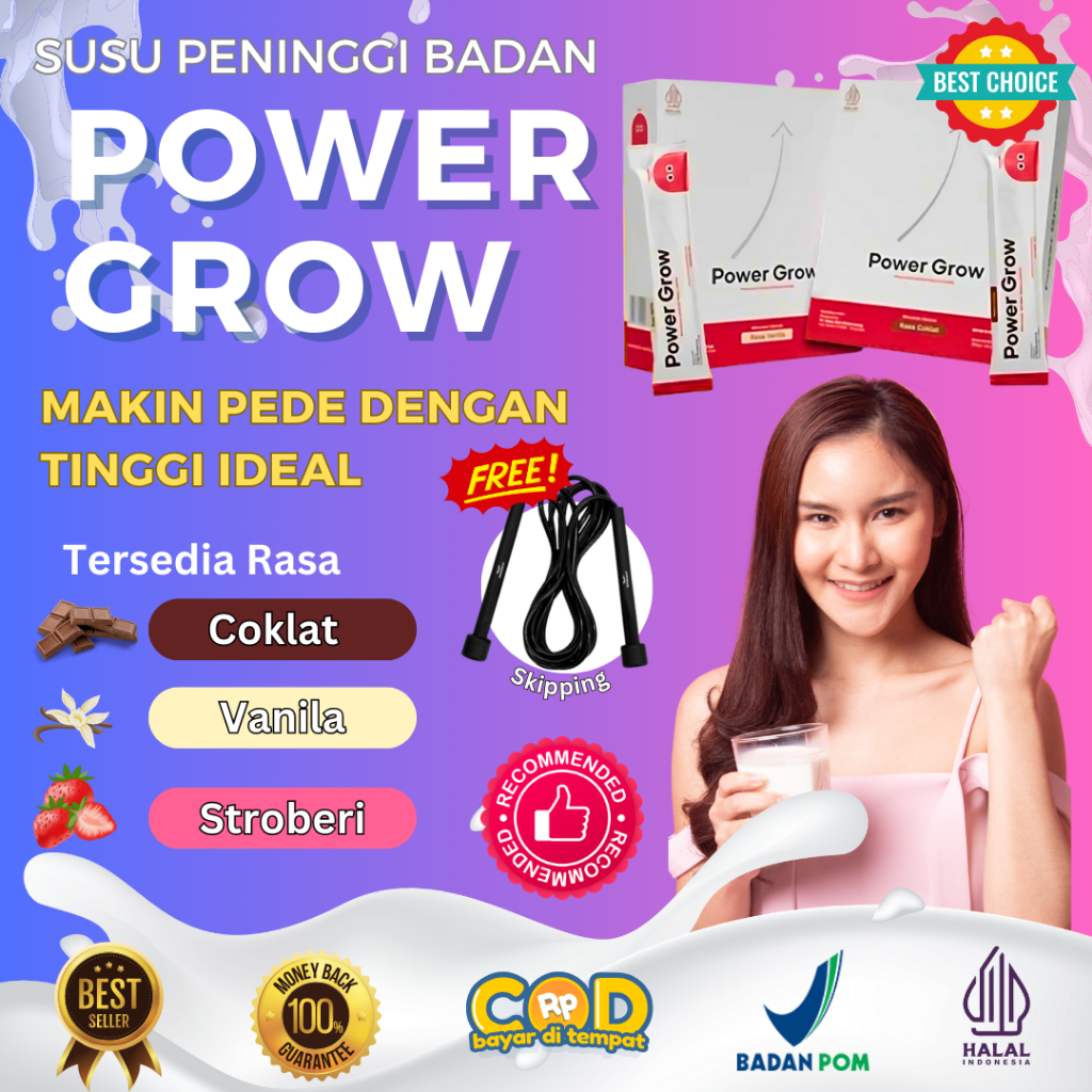 Paket Best Seller Power Grow Susu Suplemen Obat Peninggi Badan Kotak Bubuk Sachet Kalsium Penambah T