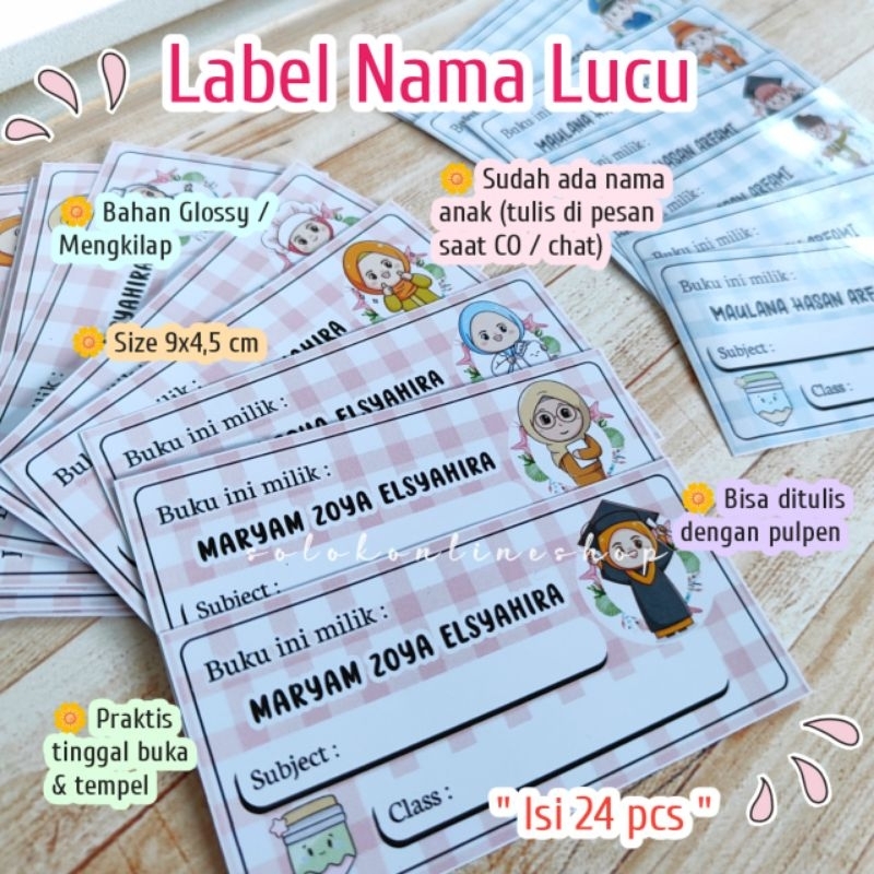 

24 PCS STIKER LABEL NAMA MAPEL SEKOLAH / LABEL BUKU PELAJARAN CUSTOM NAMA