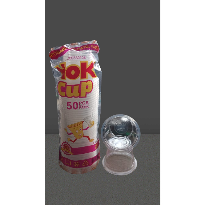 Gelas / Cup Plastik Datar Hok 8oz , Gelas Kecil Bening