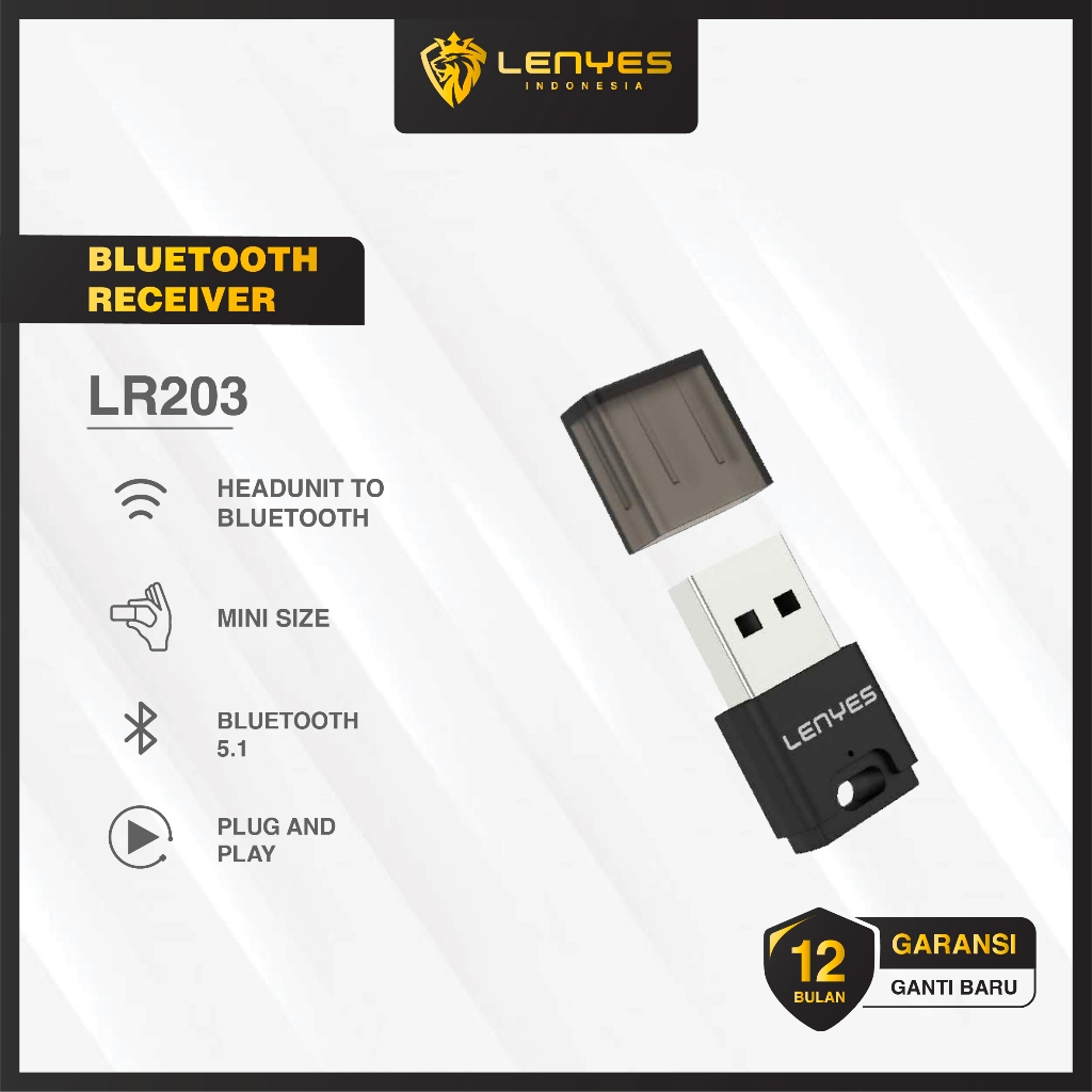 LENYES LR203 Bluetooth Receiver USB Wireless Adapter 5.1 Alat Bluetooth Salon Speaker Audio Mobil