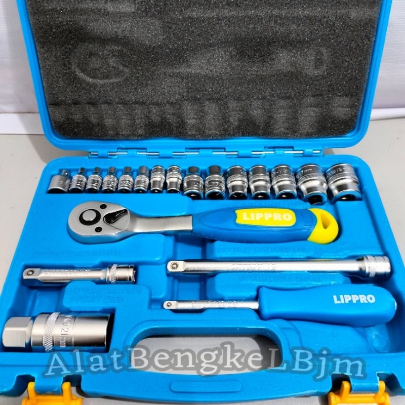 KUNCI SOK SET 1/4" - 3/8" "LIPPRO" 21PCS ||KUNCI SOK UKURAN KECIL 21 PCS LIPPRO