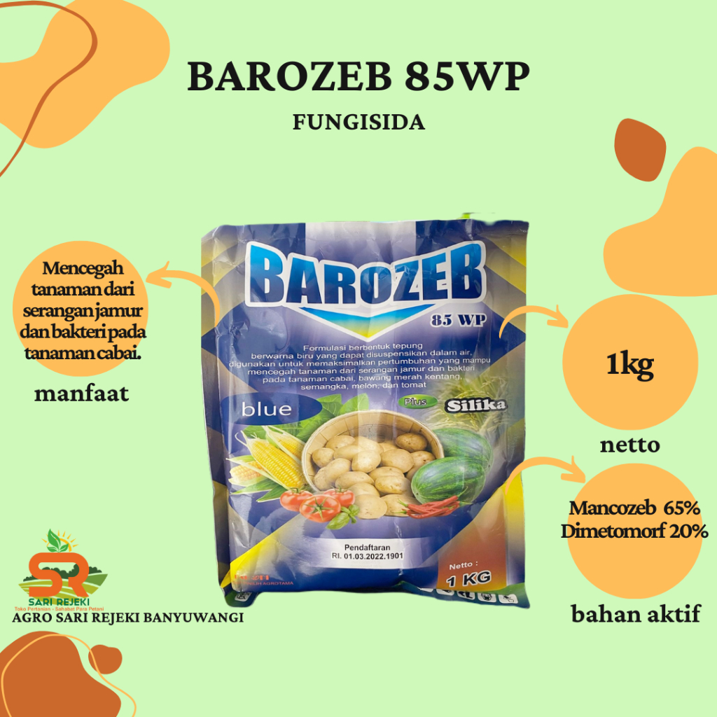 BAROZEB 85WP 1KG FUNGISIDA MANKOZEB BIRU