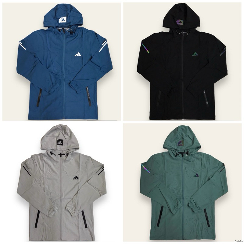 JAKET PARASUT MICRO HOODY IMPORT ADIDAS OLAHRAGA RUNNING