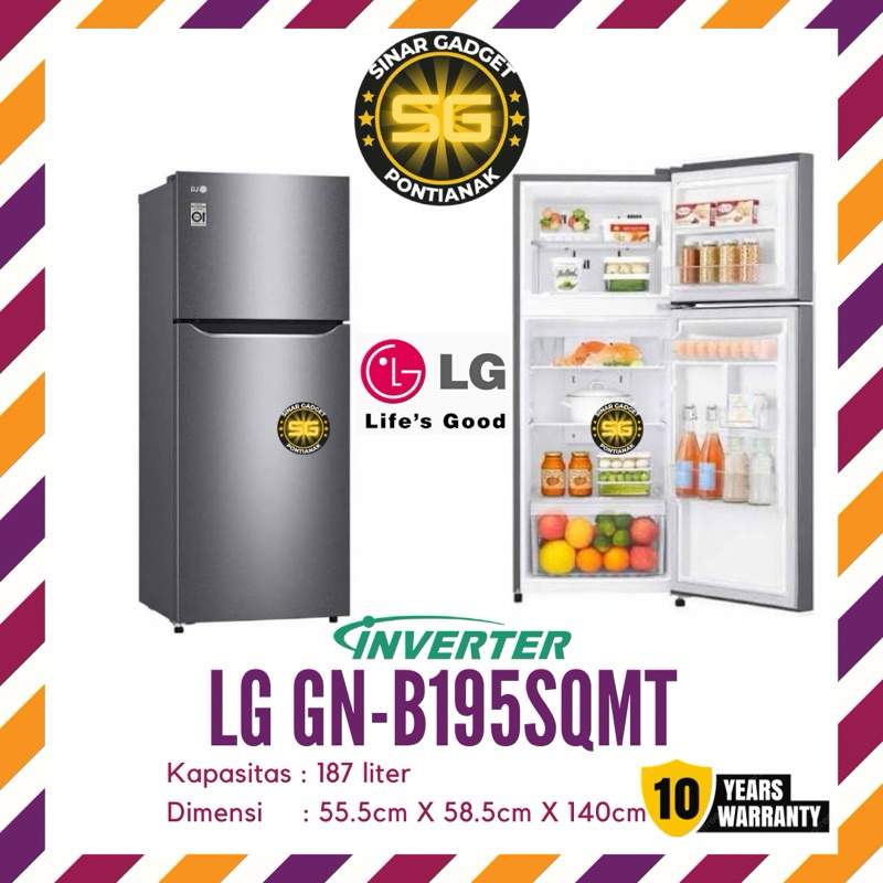 Kulkas LG 2 pintu Inverter hemat daya GN-B195SQMT