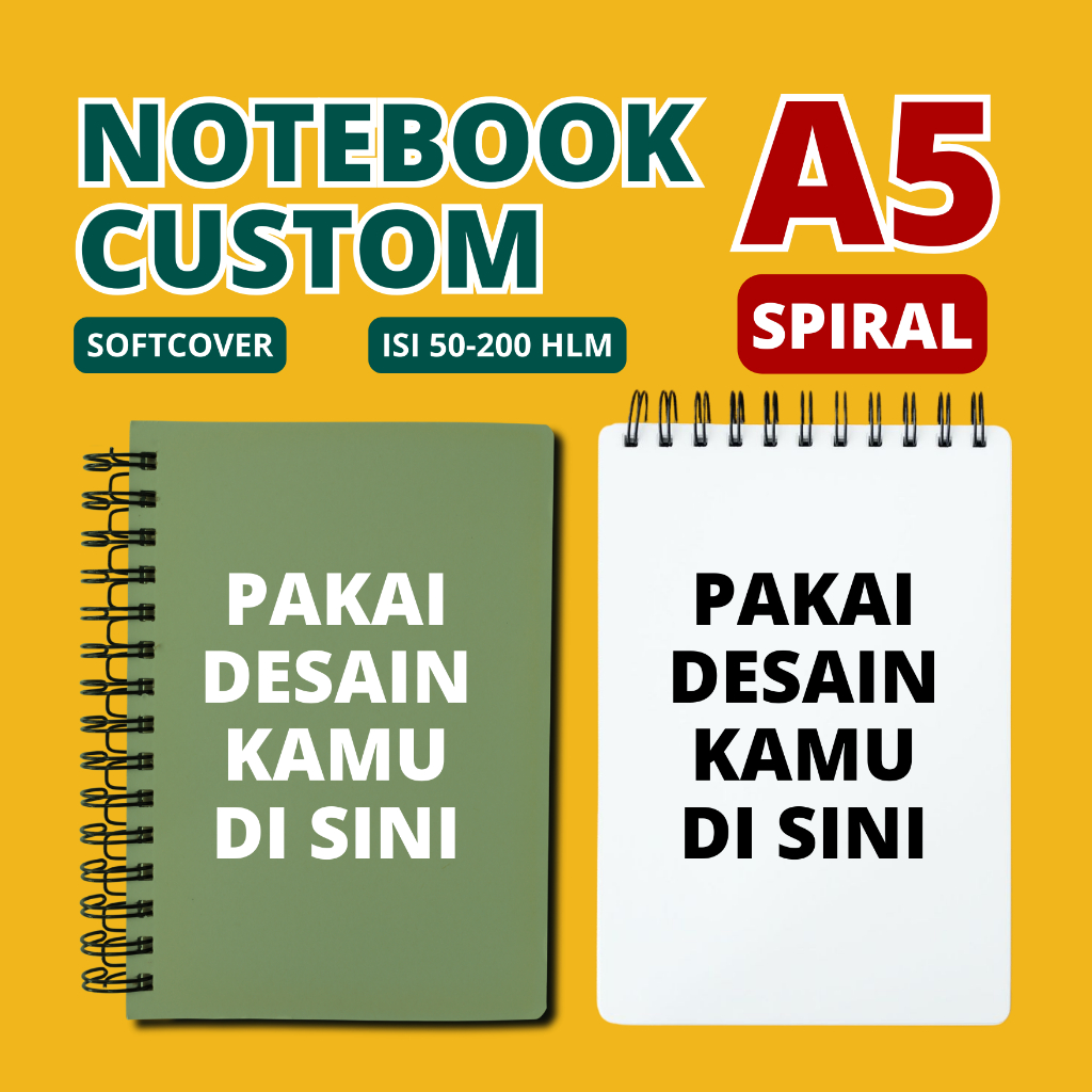 

A5 NOTEBOOK CUSTOM SPIRAL, Cover Depan Belakang - Souvenir, Gift, Agenda, Buku Tulis