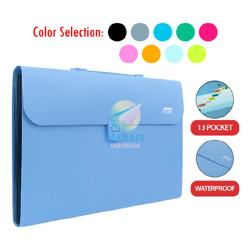 

(1 Pcs) Map Harmonika Expanding File Handle Tenteng JOYKO EF-2638 Plastik Button Dokumen Sertifikat Berkas Folio F4 FC Nota Giro