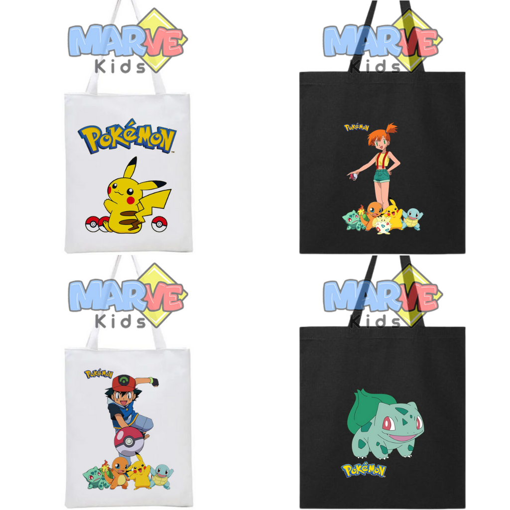 Totebag Tote Bag Pokemon Pikachu Lucu Buku Sekolah Anak Goodie Bag Ultah Ulang Tahun Souvenir