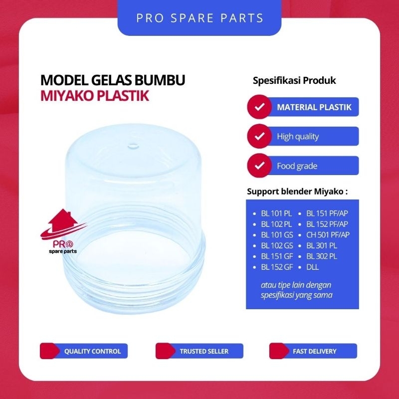 Gelas PLASTIK Bumbu Kering Miyako Blender - Gelas Blender Bumbu Miyako - Gelas Blender National, DLL